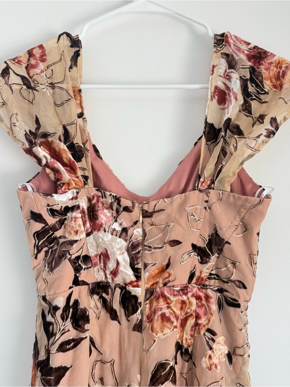 NWT Lulus Composed Beauty Blush Pink Burnout Velvet Floral Midi Dress Size Small - Picture 8 of 9